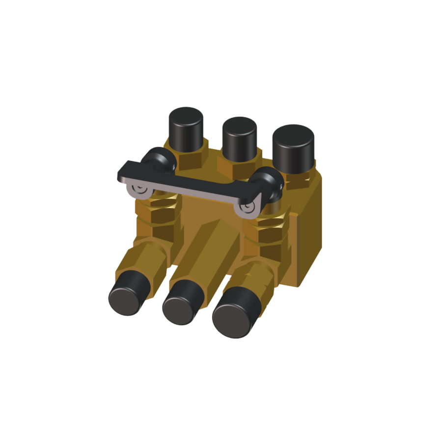 Manifold 3/3 with cut-off valve (metric)