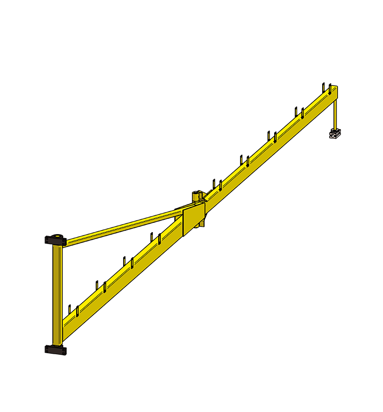 Wall mounted pivot wire feeder boom