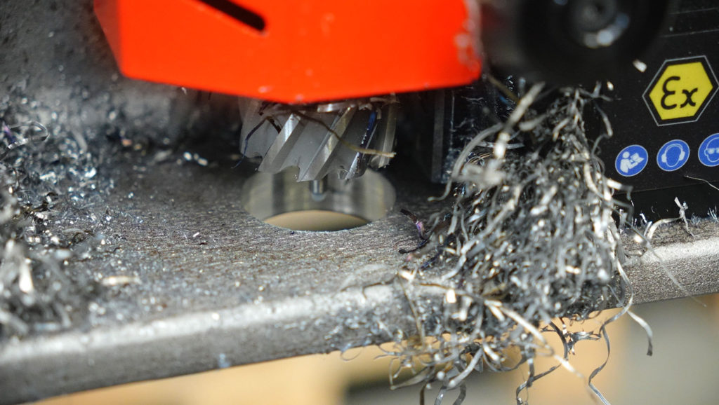 ultra-low profile pneumatic mag drilling machine PRO-40 AD ATEX drilling a hole