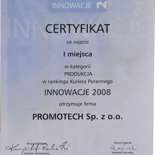 I m-ce w kat. „Produkcja” w rankingu Innowacje 2008 – Kurier Poranny