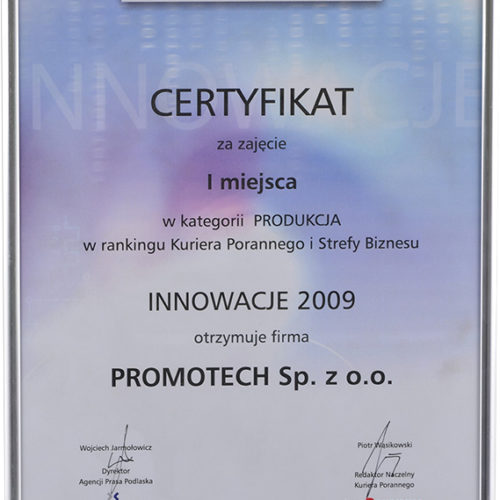 I m-ce w kat. „Produkcja” w rankingu Innowacje 2009 – Kurier Poranny